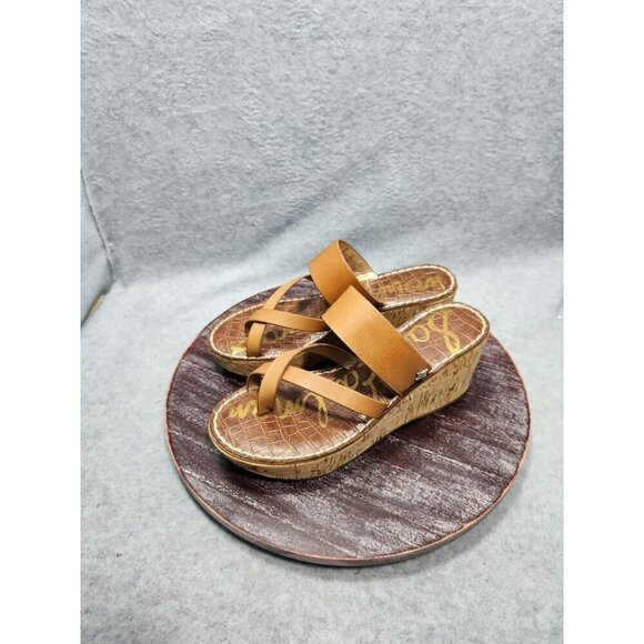Sam Edelmam Womens Tan Leather Wedge Sandals Size 6 - Picture 8 of 13